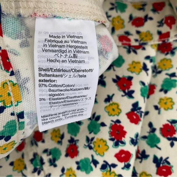 J. Crew Mercantile Floral Button Front Denim Stretch Mini Skirt Cream Red Green - Picture 6 of 6